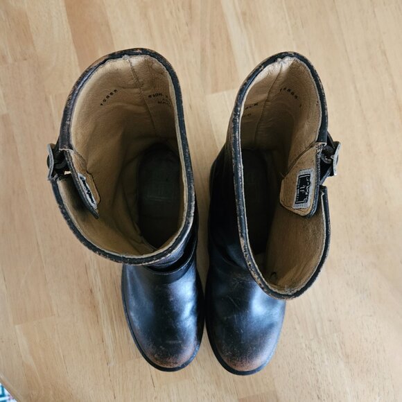 Frye Veronica Black Leather Combat & Moto Boots like new wear 1 time - Picture 10 of 13